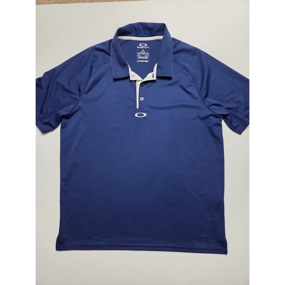 Oakley Dark Blue Polo Golf Shirt Men's XL Ohydrolix Moisture Wick Polyester